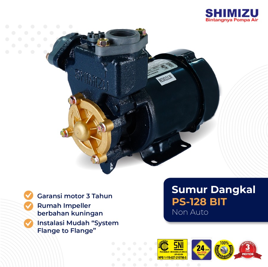 SHIMIZU NON OTOMATIS POMPA PS-128 BIT (7 METER) (A)