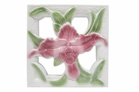 LOSTER KERAMIK RO-48C BUNGA ANGGREK MAROON 20x20 (DSC)